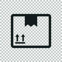 embalaje caja icono con flecha símbolo. Envío paquete sencillo vector ilustración en aislado antecedentes.