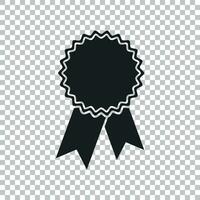 Badge with ribbon icon. Vector illustration in flat style on isolated background.