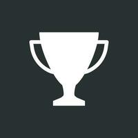 trofeo taza plano vector icono. sencillo ganador símbolo. blanco ilustración aislado en negro antecedentes.