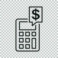 Money calculation icon in transparent style. Budget banking vector illustration on isolated background. Financial payment business concept.