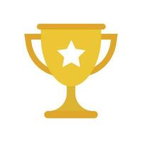 Trophy cup flat vector icon. Simple winner symbol. Gold illustration isolated on white background.