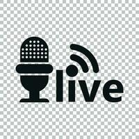 Microphone icon in transparent style. Live broadcast vector illustration on isolated background. Sound record business concept.