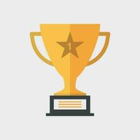 Trophy cup flat vector icon. Simple winner symbol. Gold illustration isolated on white background.