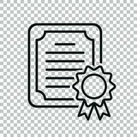 Certificate icon in transparent style. License badge vector illustration on isolated background. Winner medal business concept.