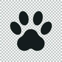 Paw print icon vector illustration isolated on isolated background. Dog, cat, bear paw symbol flat pictogram.