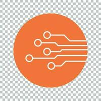 Circuit board icon. Technology scheme symbol flat vector illustration on orange background.