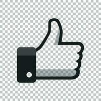 Like icon vector illustration in flat style on isolated background. Thumb up symbol for web site design, logo, app, ui.