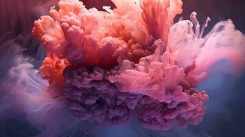 a single line of coral smoke, gracefully rising and swirling in a mesmerizing display, AI-Generated photo