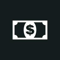 Money icon. Vector illustration in flat style. Dollar on black background.