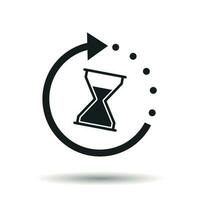 Time icon. Flat vector illustration with hourglass on white background.