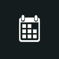 Calendar icon on black background, vector illustration. Flat style. Icons for design, website.