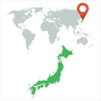 Detailed map of Japan and World map navigation set. Flat vector illustration.