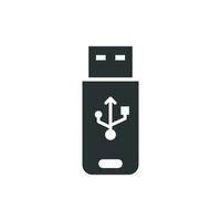 Usb drive icon in flat style. Flash disk vector illustration on white isolated background. Digital memory business concept.