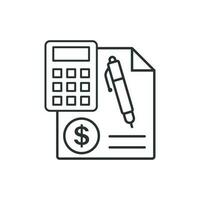 Money calculation icon in flat style. Budget banking vector illustration on white isolated background. Financial payment business concept.