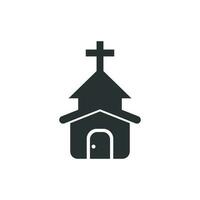 Church icon in flat style. Chapel vector illustration on white isolated background. Religious building business concept.