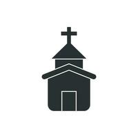 Church icon in flat style. Chapel vector illustration on white isolated background. Religious building business concept.