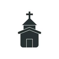 Church icon in flat style. Chapel vector illustration on white isolated background. Religious building business concept.