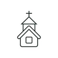 Church icon in flat style. Chapel vector illustration on white isolated background. Religious building business concept.