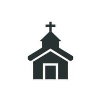 Iglesia icono en plano estilo. capilla vector ilustración en blanco aislado antecedentes. religioso edificio negocio concepto.