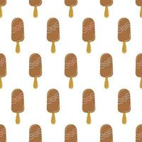 Seamless Pattern with Ice Creams In Chocolate Glaze vector