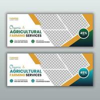 Lawn and garden modern farming service social media cover and web banner template vector set