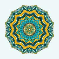 Vector decorative pupal and yellow mandala illustration with mandala background. Arabesque pattern arabic islamic style design
