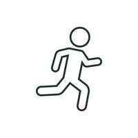 Running people sign icon in flat style. Run silhouette vector illustration on white isolated background. Motion jogging business concept.