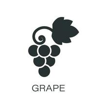 Grape fruits sign icon in flat style. Grapevine vector illustration on white isolated background. Wine grapes business concept.