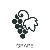 Grape fruits sign icon in flat style. Grapevine vector illustration on white isolated background. Wine grapes business concept.