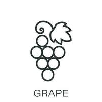 Grape fruits sign icon in flat style. Grapevine vector illustration on white isolated background. Wine grapes business concept.