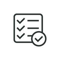 Checklist document sign icon in flat style. Survey vector illustration on white isolated background. Check mark banner business concept.