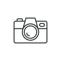 Camera device sign icon in flat style. Photography vector illustration on white isolated background. Cam equipment business concept.