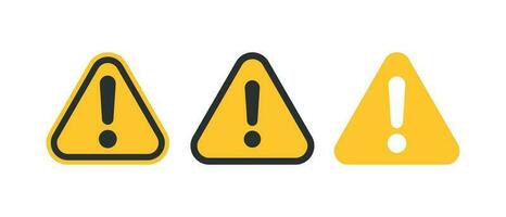 Exclamation mark set icons in flat style. Danger alarm collection vector illustration on white isolated background. Caution risk business concept.