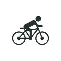 personas en bicicleta firmar icono en plano estilo. bicicleta vector ilustración en blanco aislado antecedentes. hombres ciclismo negocio concepto.