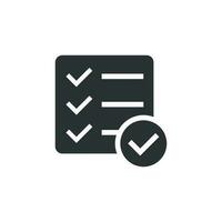 Checklist document sign icon in flat style. Survey vector illustration on white isolated background. Check mark banner business concept.