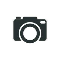 Camera device sign icon in flat style. Photography vector illustration on white isolated background. Cam equipment business concept.