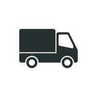 Delivery truck sign icon in flat style. Van vector illustration on white isolated background. Cargo car business concept.