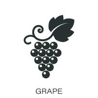 Grape fruits sign icon in flat style. Grapevine vector illustration on white isolated background. Wine grapes business concept.