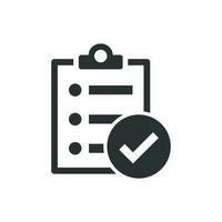 Checklist document sign icon in flat style. Survey vector illustration on white isolated background. Check mark banner business concept.