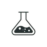 Chemistry beakers sign icon in flat style. Flask test tube vector illustration on white isolated background. Alchemy business concept.