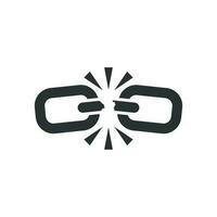 Broken chain sign icon in flat style. Disconnect link vector illustration on white isolated background. Detach business concept.