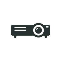 icono de signo de proyector de video en estilo plano. Ilustración de vector de dispositivo de presentación de cine sobre fondo blanco aislado. concepto de negocio de conferencias.