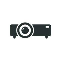 icono de signo de proyector de video en estilo plano. Ilustración de vector de dispositivo de presentación de cine sobre fondo blanco aislado. concepto de negocio de conferencias.