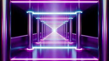 lysande neon ljus korridor vj slinga bakgrund video