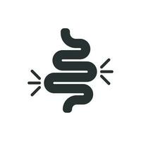 Gut constipation icon in flat style. Colitis vector illustration on white isolated background. Stomach business concept.