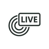 Live broadcast icon in flat style. Antenna vector illustration on white isolated background. On air business concept.