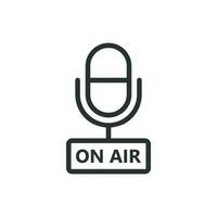 Microphone icon in flat style. Live broadcast vector illustration on white isolated background. On air business concept.