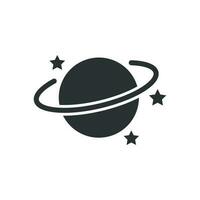 Saturn icon in flat style. Planet vector illustration on white isolated background. Galaxy space business concept.