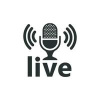 Microphone icon in flat style. Live broadcast vector illustration on white isolated background. Sound record business concept.