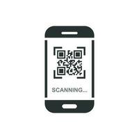 Qr code scan phone icon in flat style. Scanner in smartphone vector illustration on white isolated background. Barcode business concept.